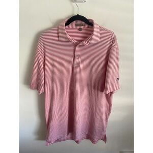 Peter Millar Pink and White Striped Polo Shirt